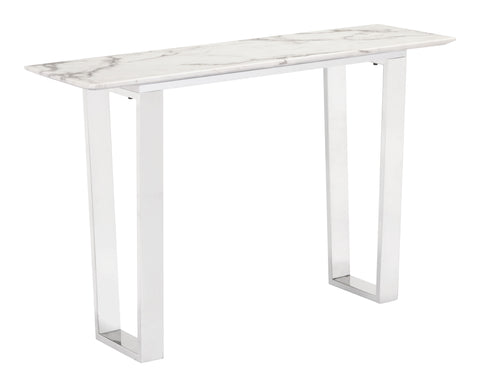 Zuo Atlas Console Table White & Silver