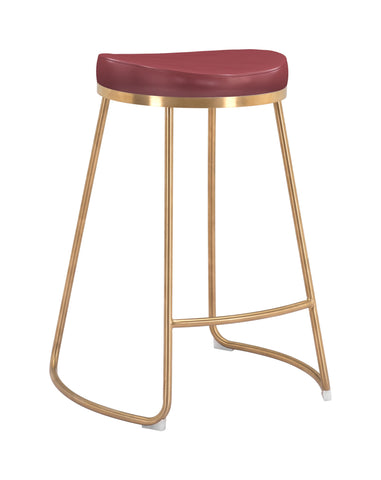 Zuo Bree Counter Stool (Set of 2) Burgundy & Gold