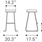 Zuo Bree Barstool (Set of 2) Burgundy & Gold