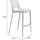 Zuo Ace Barstool (Set of 2) White & Silver