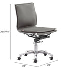 Zuo Lider Plus Armless Office Chair Gray