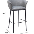 Zuo Garston Barstool Gray