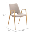 Zuo Desi Dining Chair (Set of 2) Beige & Gold
