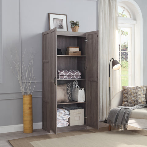Manhattan Comfort Hopkins Modern 30" Storage Cabinet in Gray (4-Shelf)