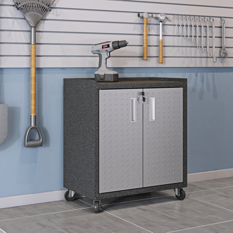 Manhattan Comfort Fortress Modern 30" Rolling Garage Cabinet in Dark Gray