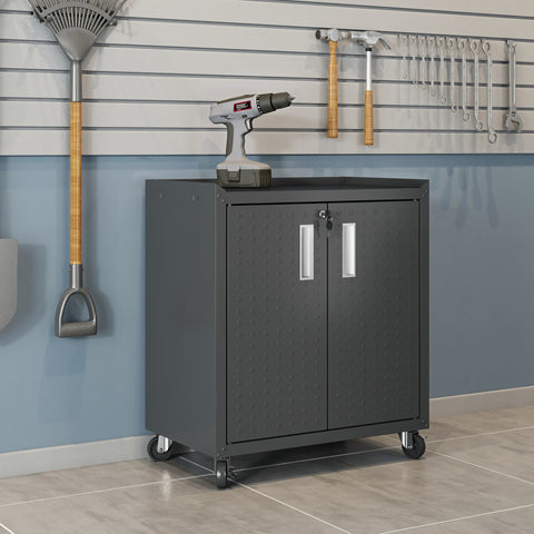 Manhattan Comfort Fortress Modern 30" Rolling Garage Cabinet in Charcoal Gray