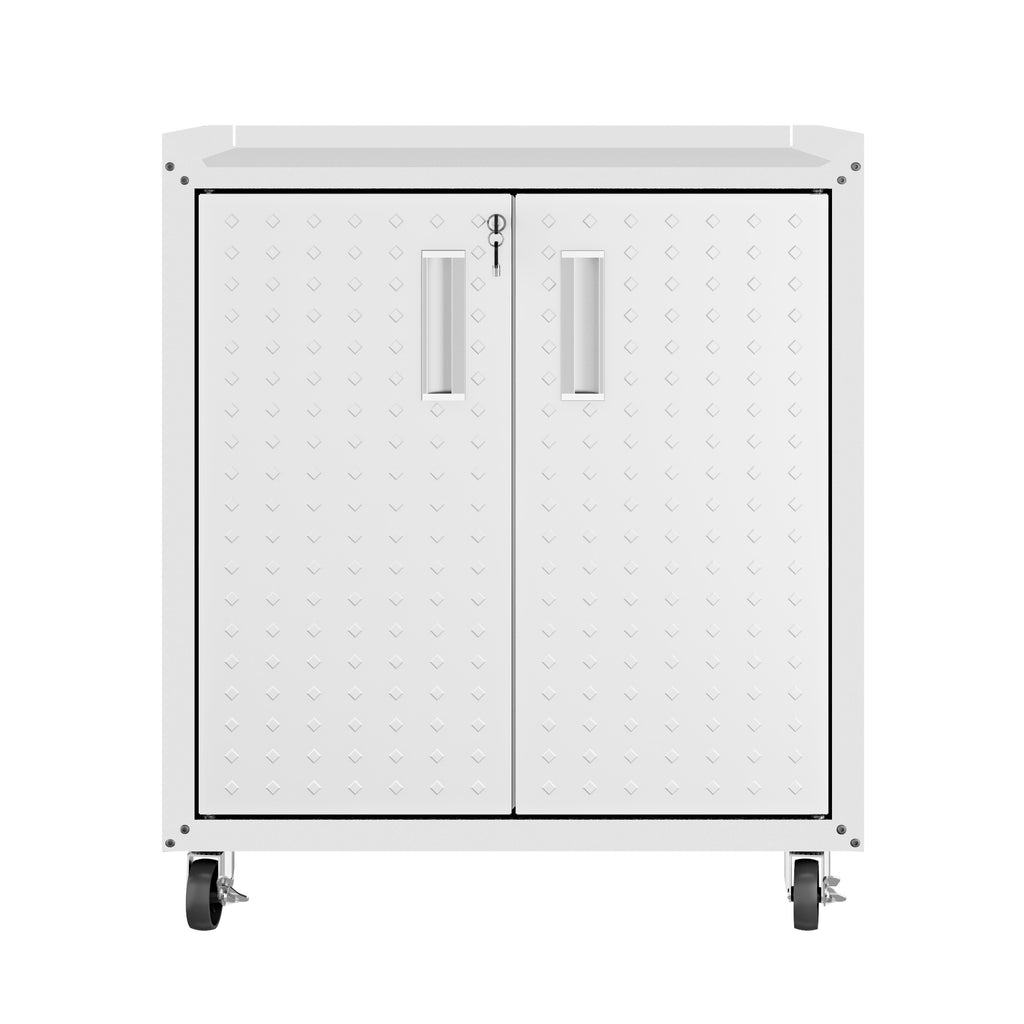 Manhattan Comfort Fortress Modern 30" Rolling Garage Cabinet in White