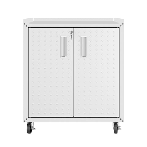 Manhattan Comfort Fortress Modern 30" Rolling Garage Cabinet in White