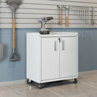 Manhattan Comfort Fortress Modern 30" Rolling Garage Cabinet in White - 3GMCC-WH