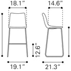 Zuo Smart Barstool (Set of 2) Vintage Espresso