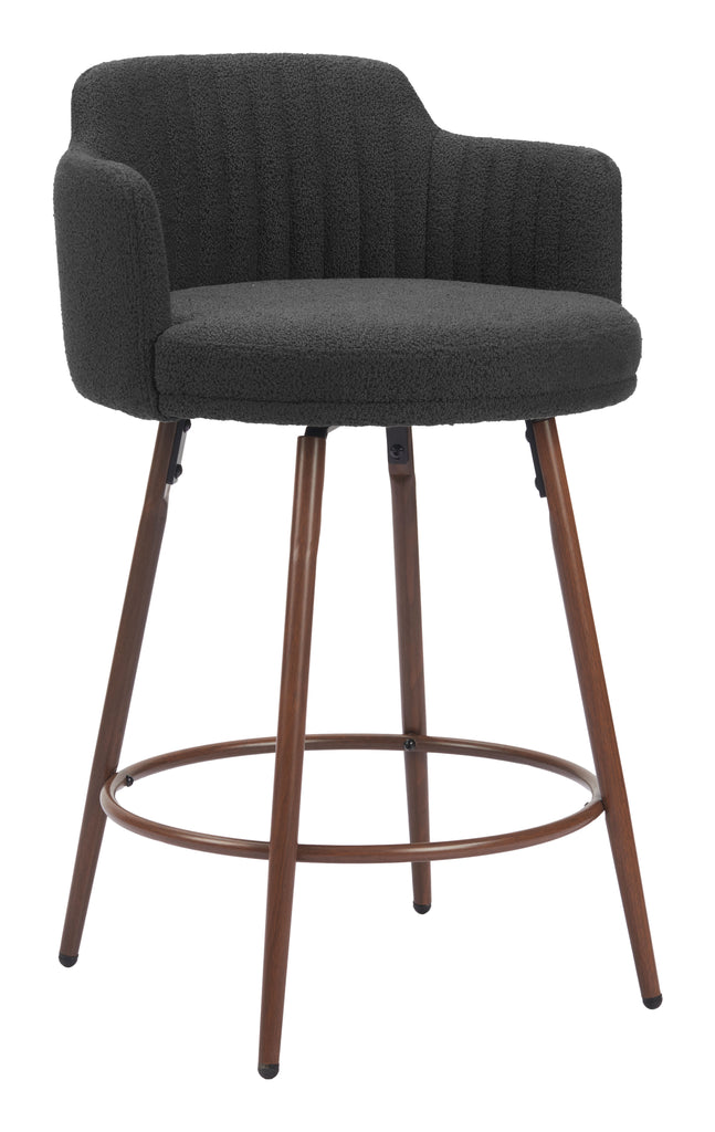 Zuo Kono Swivel Counter Stool (Set of 2) Black & Walnut