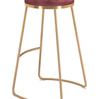 Zuo Bree Barstool (Set of 2) Burgundy & Gold
