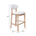 Zuo Rilou Barstool (Set of 2) White & Natural