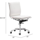 Zuo Lider Plus Armless Office Chair White
