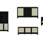 Manhattan Comfort Sheridan Mid-Century Modern 4-Piece Living Room Set in Black