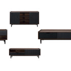 Manhattan Comfort Duane Mid-Century Modern 4-Piece Living Room Set in Black