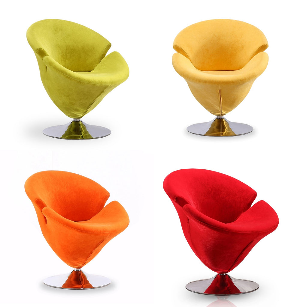 Manhattan Comfort Tulip Modern 4-Piece Accent Chair in Green, Orange, Red and Yellow