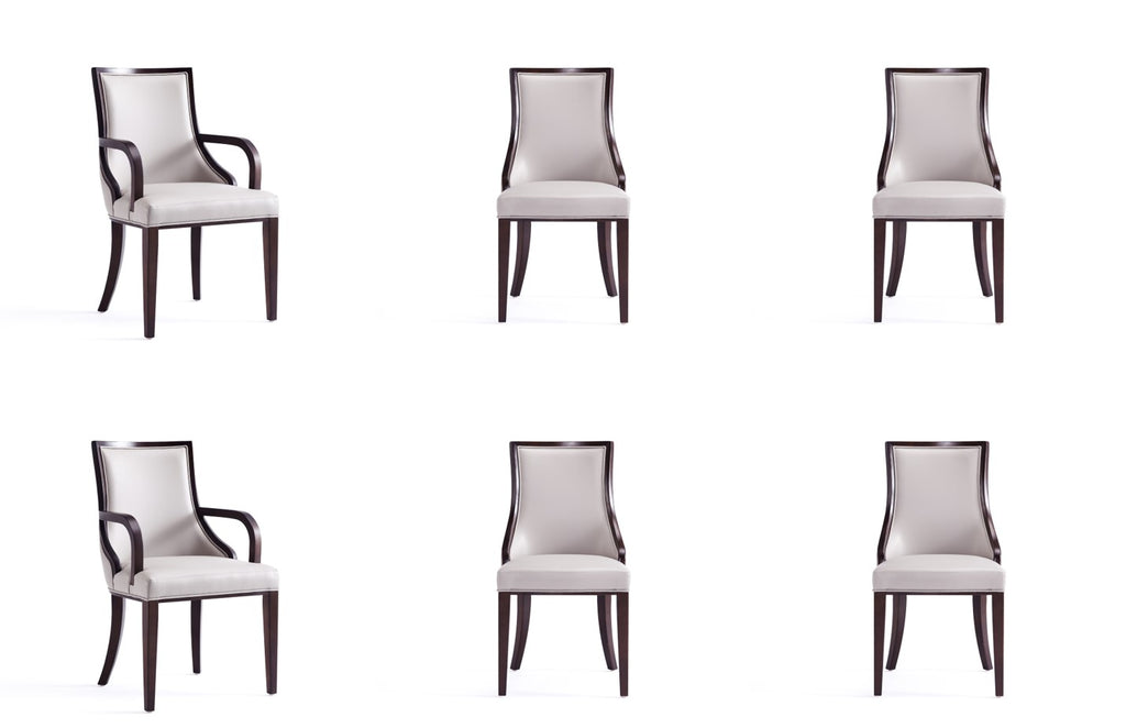 Manhattan Comfort Grand Traditional 6-Piece Dining Chair Set in Light Gray