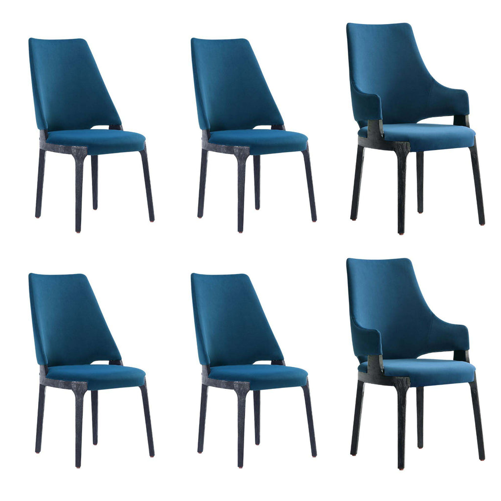 Manhattan Comfort Kara Modern 6-Piece Dining Chair Set in Blue