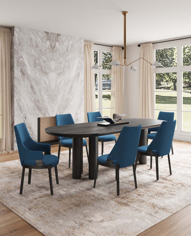 Manhattan Comfort Kara Modern 6-Piece Dining Chair Set in Blue