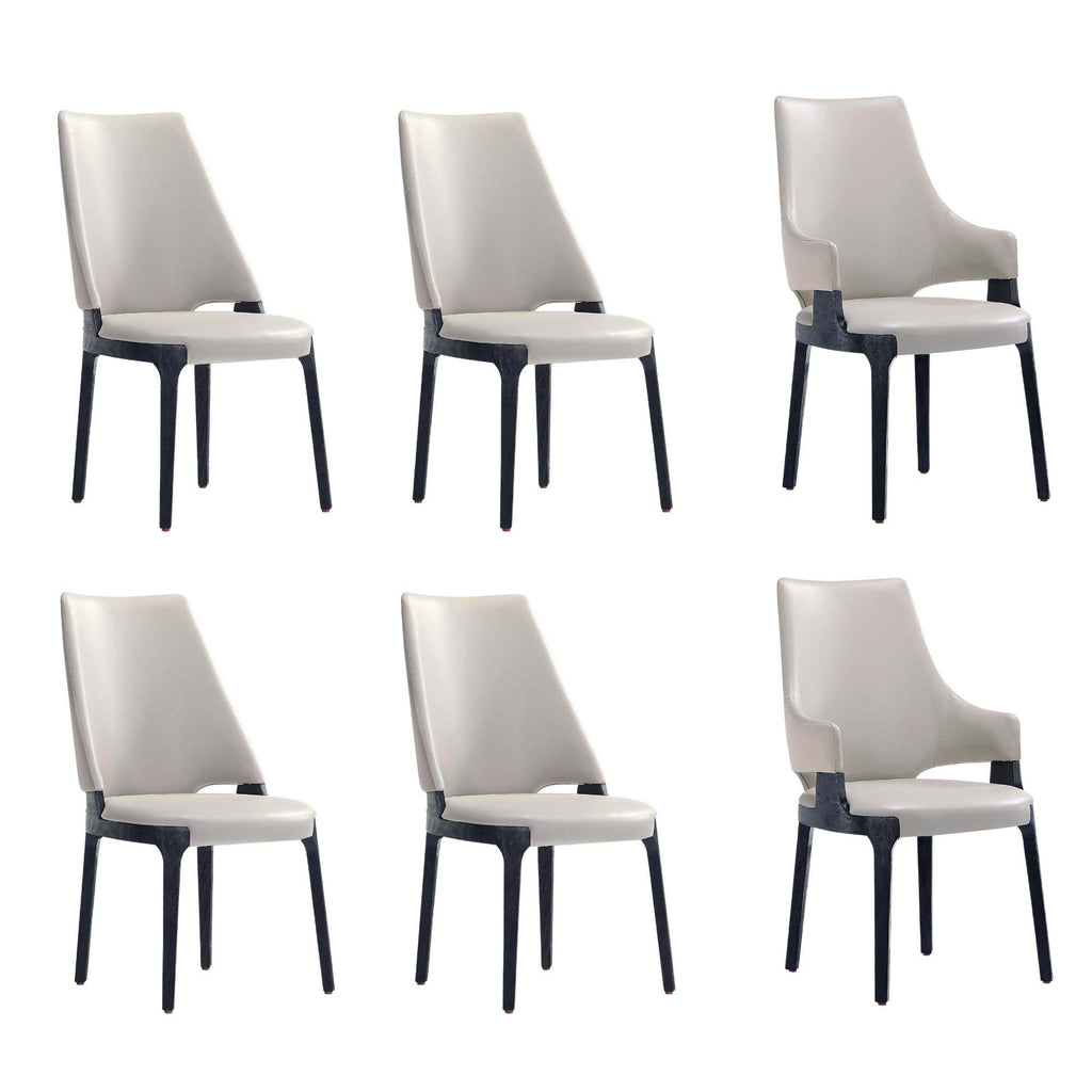 Manhattan Comfort Kara Modern 6-Piece Dining Chair Set in Light Gray
