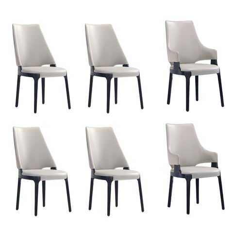Manhattan Comfort Kara Modern 6-Piece Dining Chair Set in Light Gray