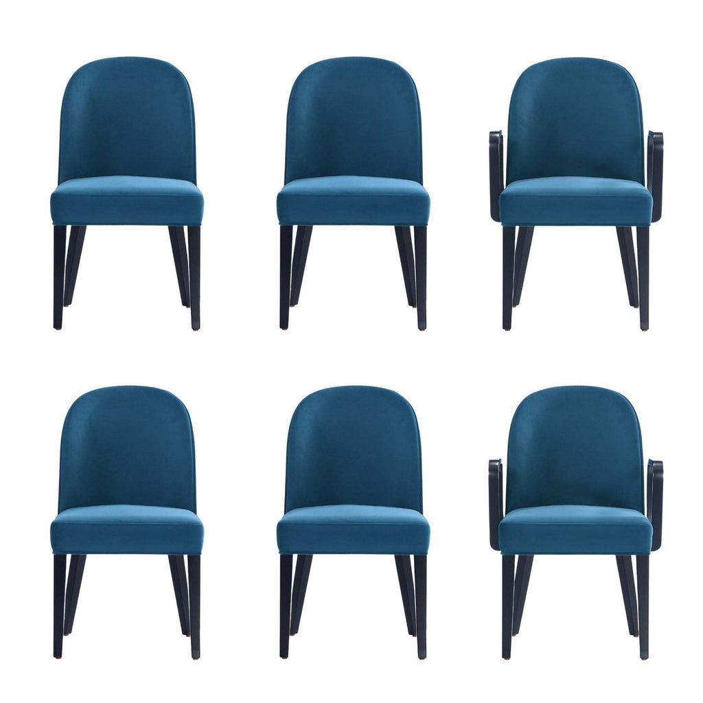 Manhattan Comfort Hillman Modern 6-Piece Dining Chair Set in Blue