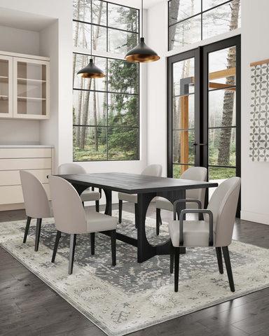 Manhattan Comfort Hillman Modern 6-Piece Dining Chair Set in Light Gray