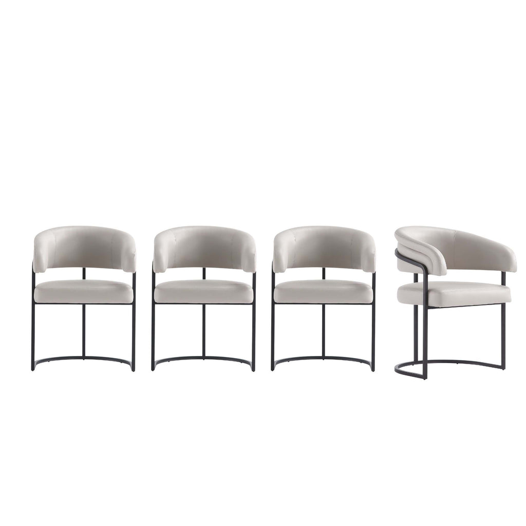 Manhattan Comfort Augusta Modern Vegan Leather Metal Dining Chair in Light Gray - Set of 4
