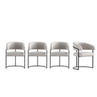 Manhattan Comfort Augusta Modern Vegan Leather Metal Dining Chair in Light Gray - Set of 4