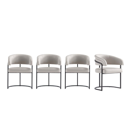 Manhattan Comfort Augusta Modern Vegan Leather Metal Dining Chair in Light Gray - Set of 4