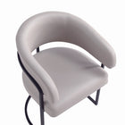 Manhattan Comfort Augusta Modern Vegan Leather Metal Dining Chair in Light Gray - Set of 4