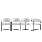 Manhattan Comfort Augusta Modern Vegan Leather Metal Dining Chair in White - Set of 4