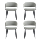 Manhattan Comfort Luce Modern Textured Vegan Leather Metal Dining Chair in Stone Gray - Set of 4