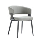 Manhattan Comfort Luce Modern Textured Vegan Leather Metal Dining Chair in Stone Gray - Set of 4