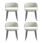 Manhattan Comfort Luce Modern Textured Vegan Leather Metal Dining Chair in Oatmeal - Set of 4