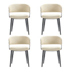 Manhattan Comfort Luce Modern Textured Vegan Leather Metal Dining Chair in Sand - Set of 4