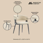 Manhattan Comfort Luce Modern Textured Vegan Leather Metal Dining Chair in Sand - Set of 4