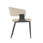 Manhattan Comfort Luce Modern Textured Vegan Leather Metal Dining Chair in Sand - Set of 4