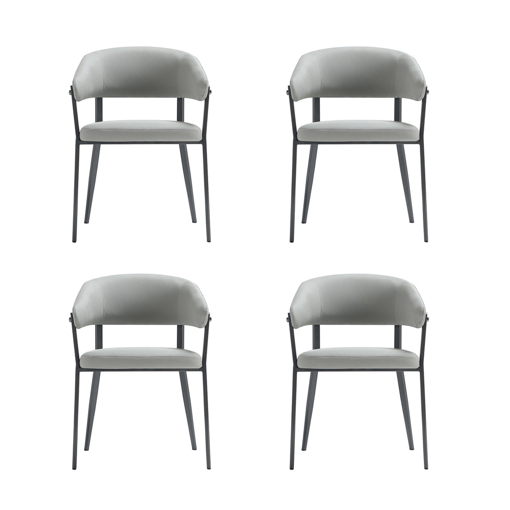 Manhattan Comfort Belle Modern Metal Upholstered Dining Chair in Stone Gray - Set of 4