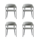 Manhattan Comfort Belle Modern Metal Upholstered Dining Chair in Stone Gray - Set of 4