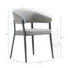 Manhattan Comfort Belle Modern Metal Upholstered Dining Chair in Stone Gray - Set of 4
