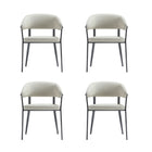 Manhattan Comfort Belle Modern Metal Upholstered Dining Chair in Oatmeal - Set of 4