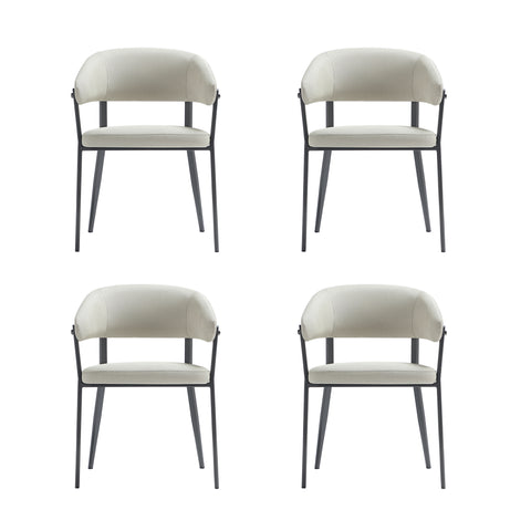 Manhattan Comfort Belle Modern Metal Upholstered Dining Chair in Oatmeal - Set of 4