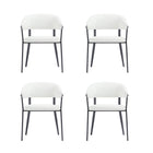 Manhattan Comfort Belle Modern Metal Upholstered Dining Chair in White - Set of 4