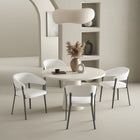 Manhattan Comfort Belle Modern Metal Upholstered Dining Chair in White - Set of 4
