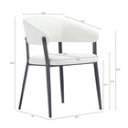 Manhattan Comfort Belle Modern Metal Upholstered Dining Chair in White - Set of 4