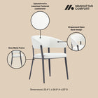 Manhattan Comfort Belle Modern Metal Upholstered Dining Chair in White - Set of 4