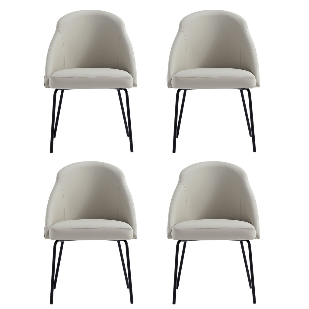 Manhattan Comfort Gracie Modern Vegan Leather Metal Dining Chair in Stone Gray and Black - Set of 4