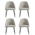 Manhattan Comfort Gracie Modern Vegan Leather Metal Dining Chair in Stone Gray and Black - Set of 4